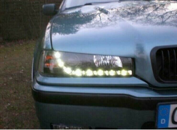 LED Tagfahrlicht Design Scheinwerfer für BMW 3er E36 Coupe/Cabrio 90-99 schwarz